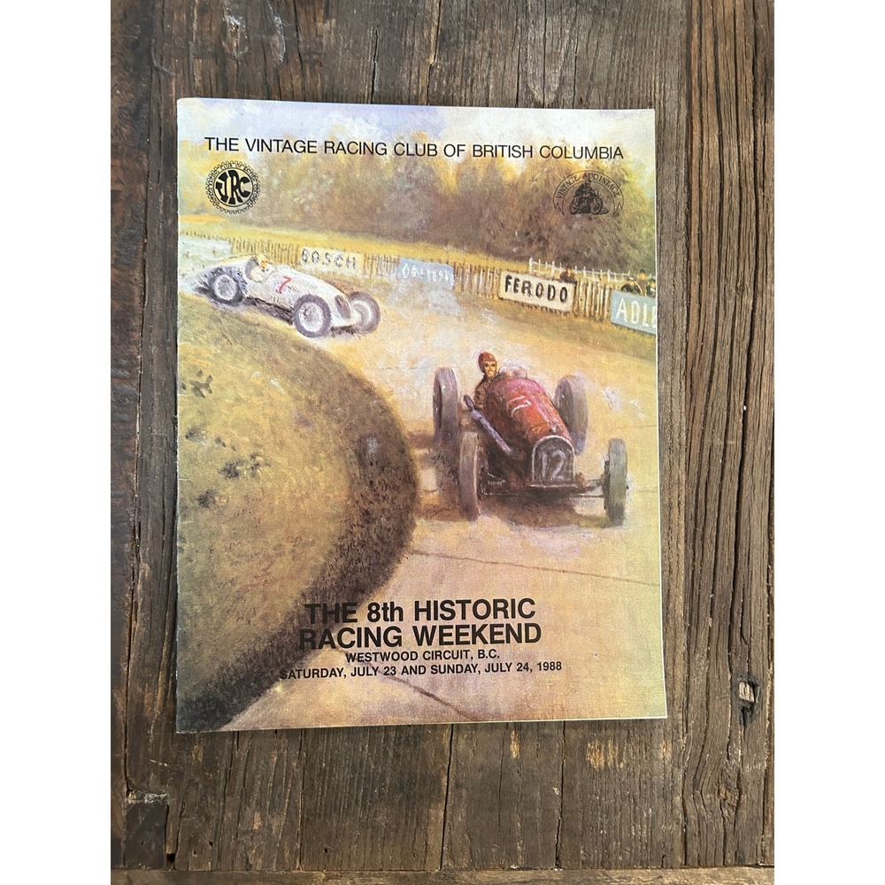 Historic Racing Weekend Program '88 Westwood Circuit Vintage Racing Club Program